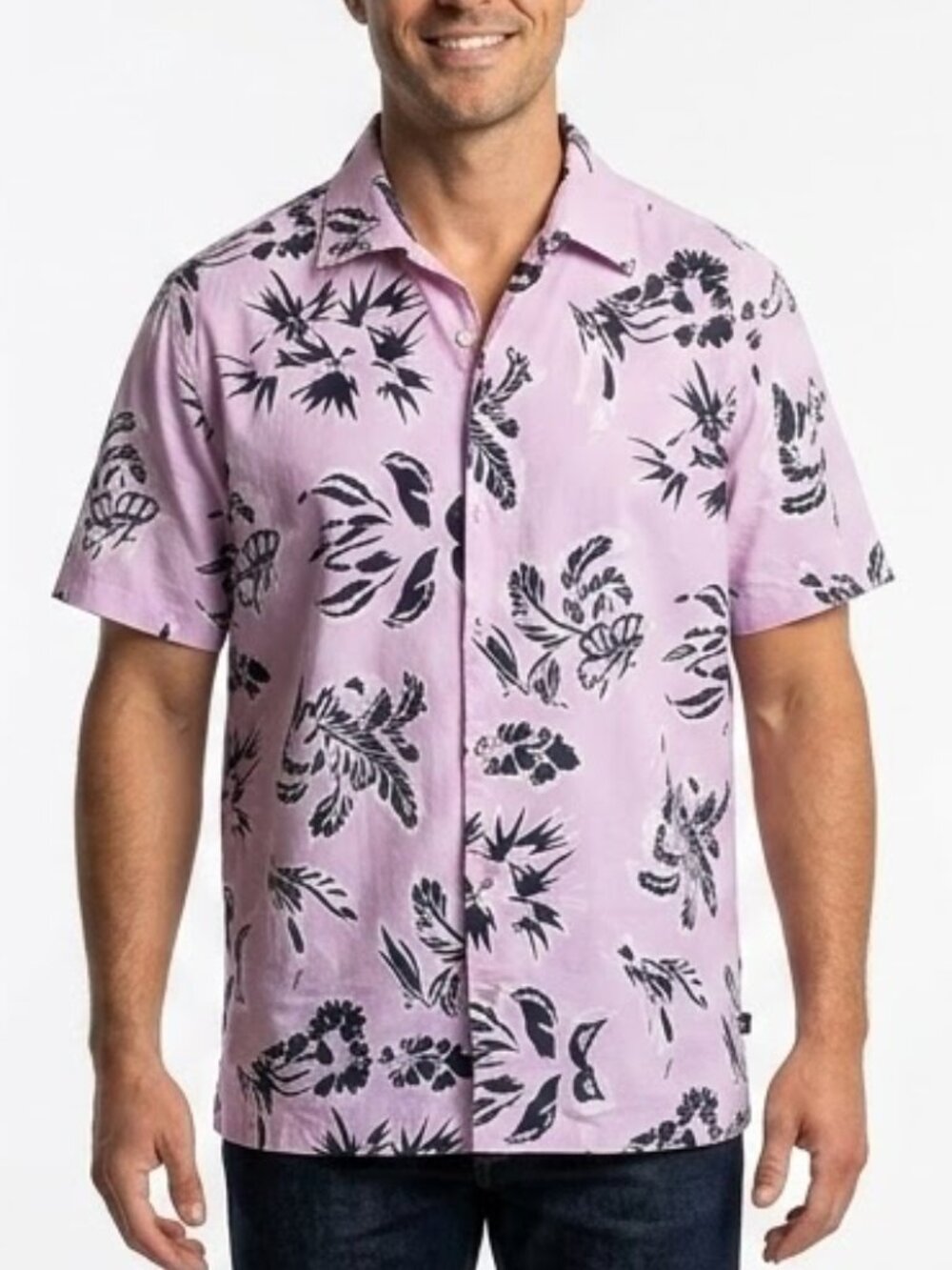 TOM TAILOR Lilac Floral Resort Shirt Cyber Sigilcore Tropical Goth Button Up L